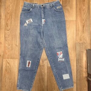 Casual Women's Straight Leg Patchwork Jeans - Blue